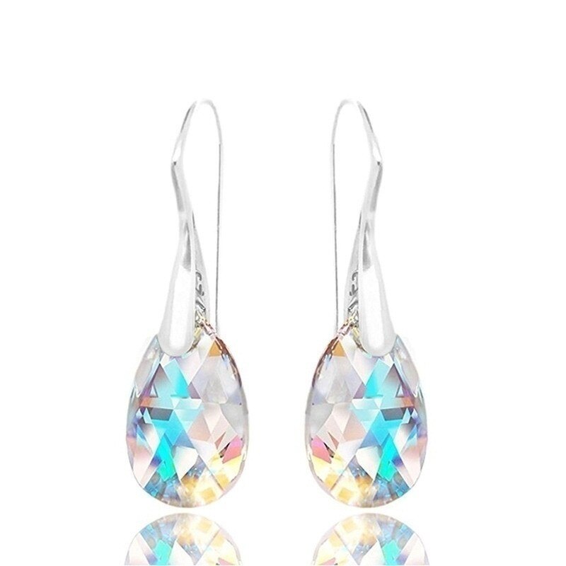 Crystals  Blue Aurora Borealis  Earrings Necklace Jewelry Set