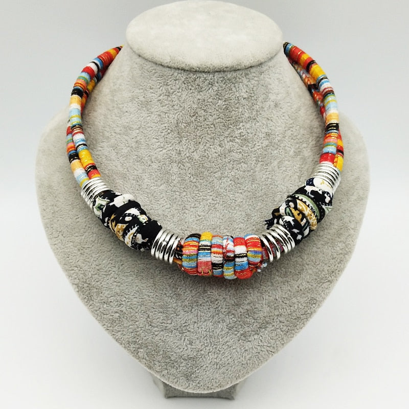 Stylish ethnic style cloth rope necklace set