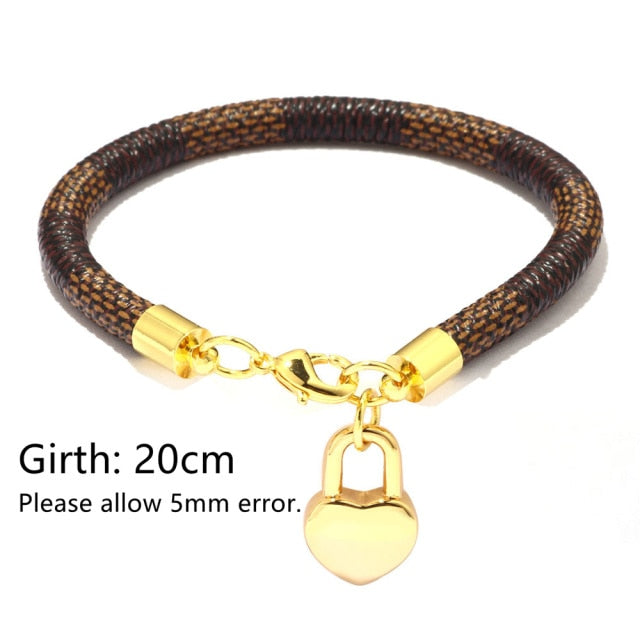 Black White Color Snake Leather Metal Chain Pendant Bracelets