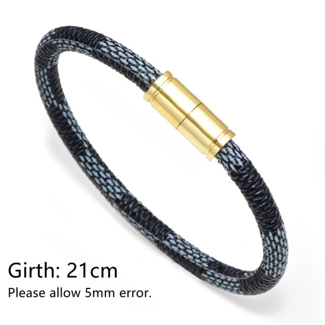 Black White Color Snake Leather Metal Chain Pendant Bracelets