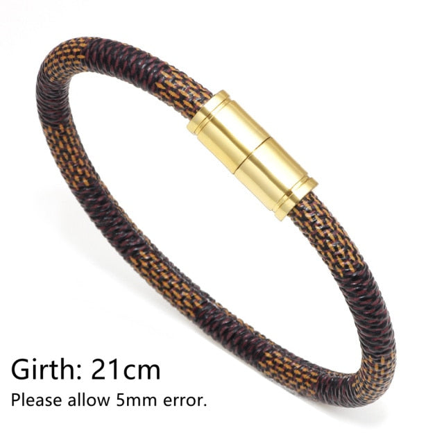 Black White Color Snake Leather Metal Chain Pendant Bracelets