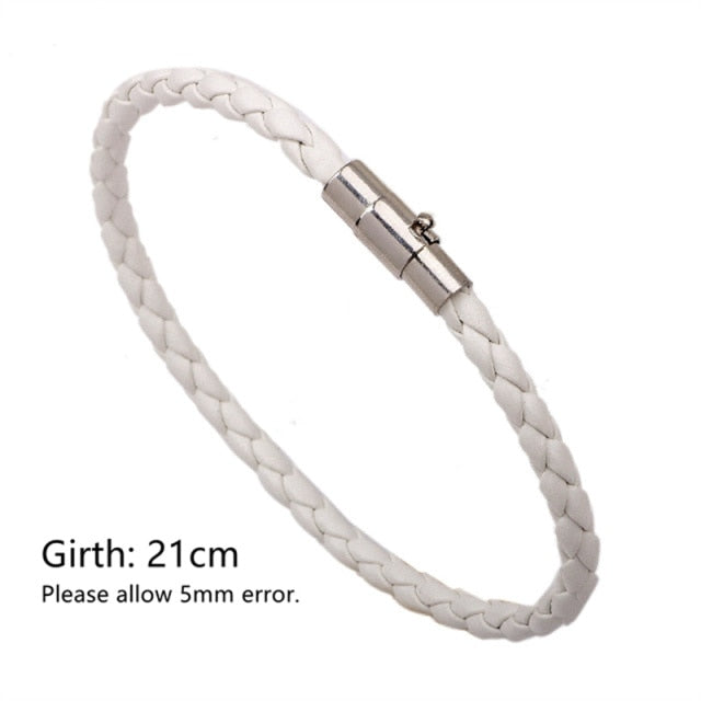Black White Color Snake Leather Metal Chain Pendant Bracelets