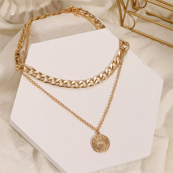 Punk Layered Chain Necklace Neck Chains