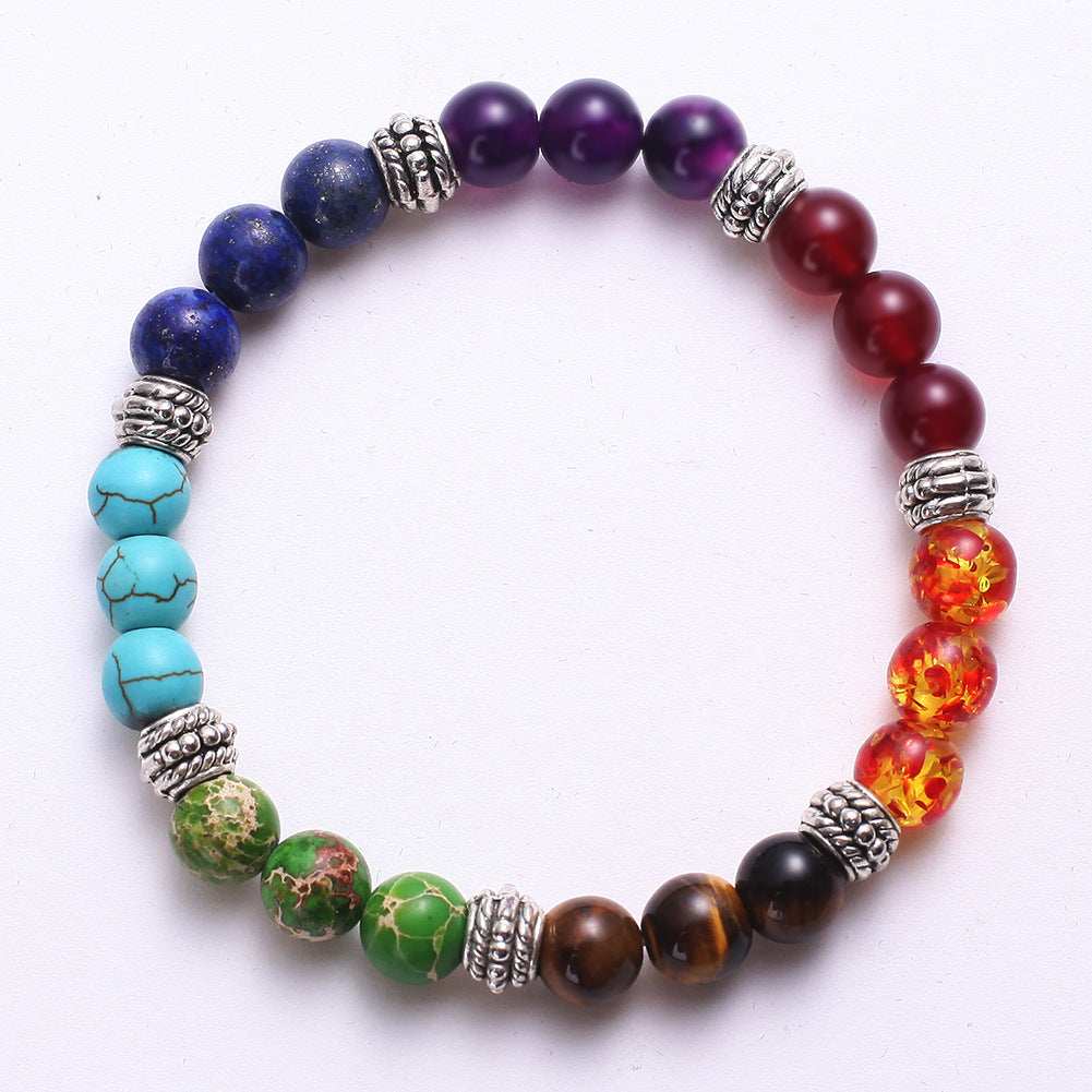 7 Chakra Mixed Stone  Chakra Pray Mala Bracelet