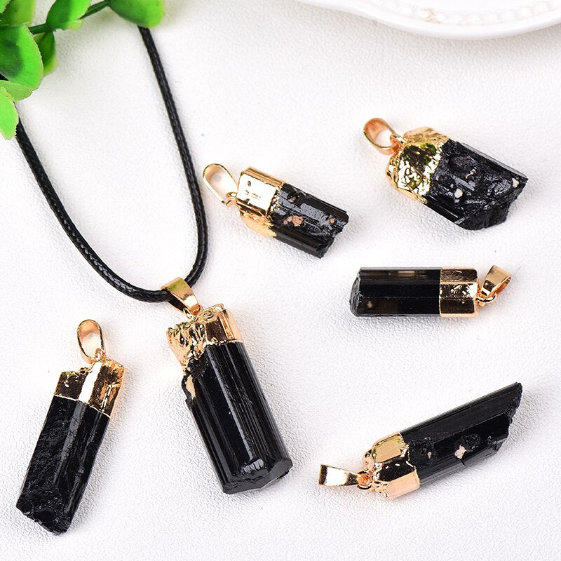 Natural Black Tourmaline Pendant Raw Gemstone