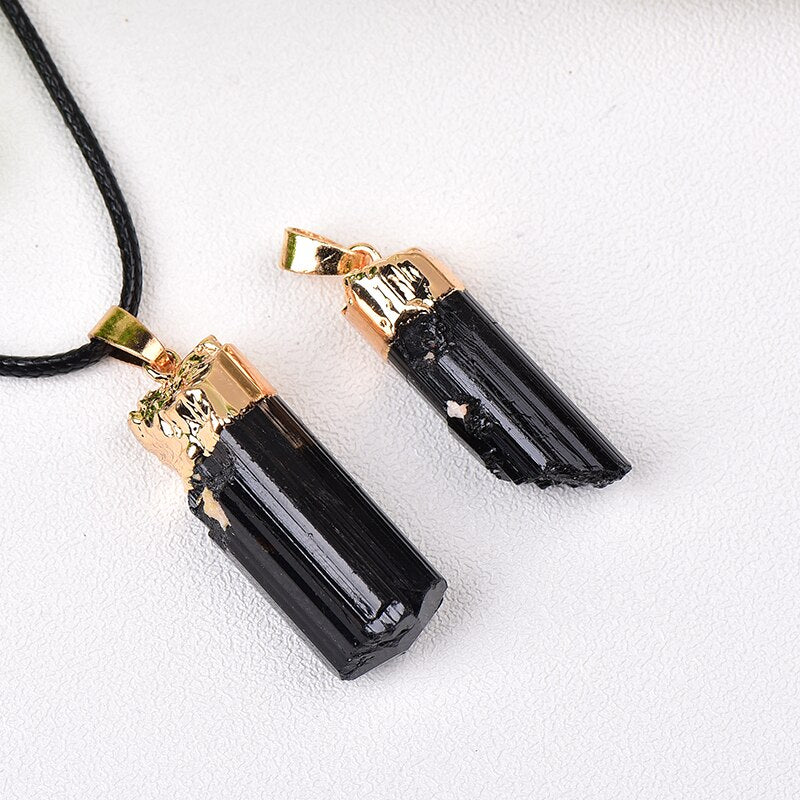 Natural Black Tourmaline Pendant Raw Gemstone