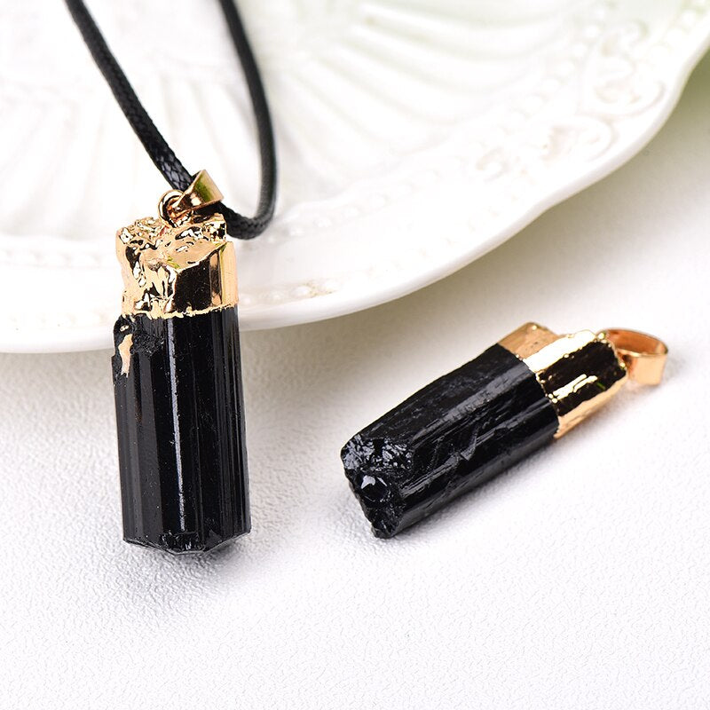 Natural Black Tourmaline Pendant Raw Gemstone