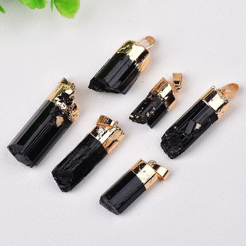 Natural Black Tourmaline Pendant Raw Gemstone