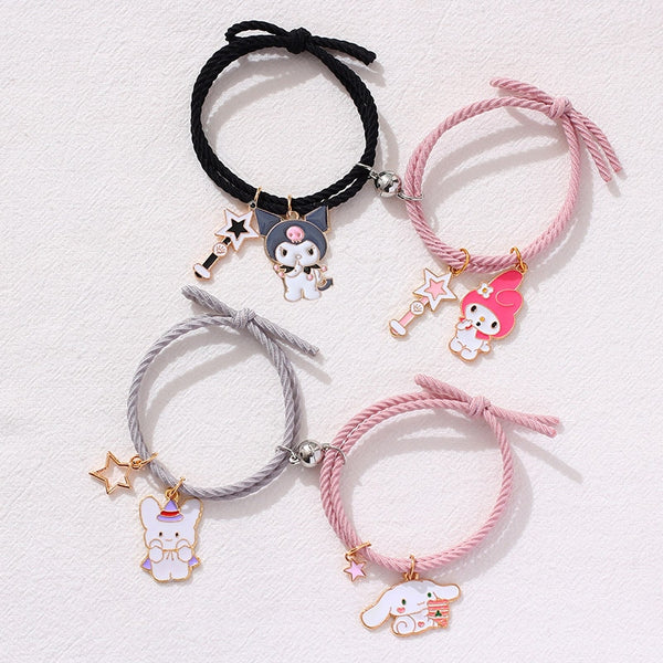 Par de lindas pulseras de pareja de dibujos animados