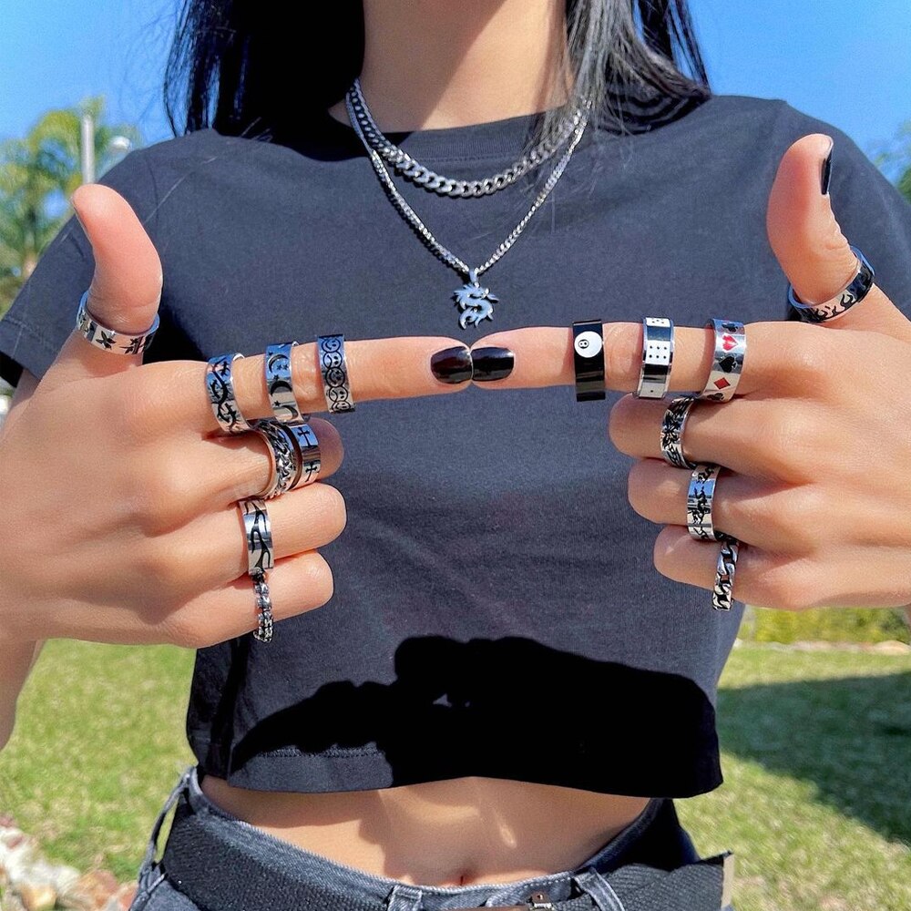 Hip-hop Punk Stainless Steel Butterfly Flame Ring