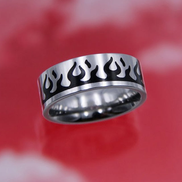 Hip-hop Punk Stainless Steel Butterfly Flame Ring