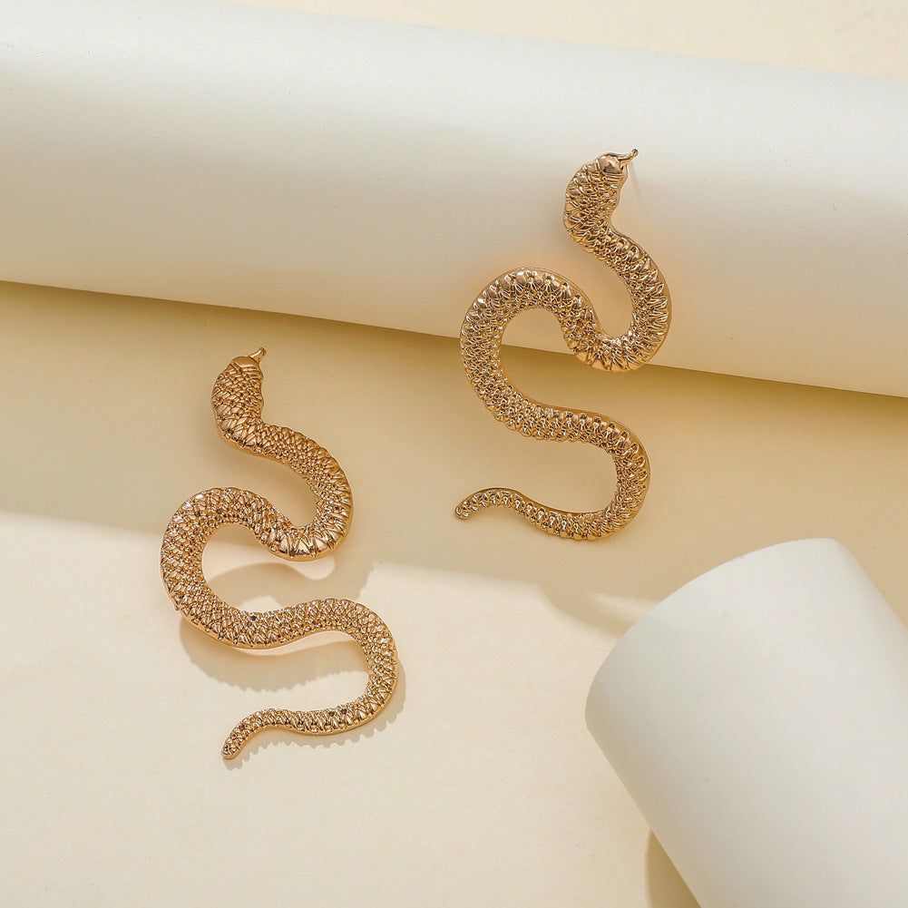 Personality Gold Color Metal Animal Long Drop Earrings