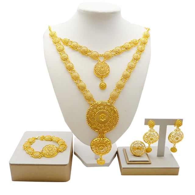 24K Jewelery Gold Necklace & Earring Set