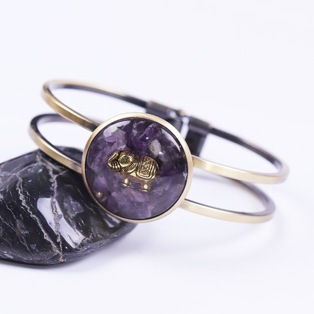 Natural Amethystine  Orgone Elephant  Bracelet