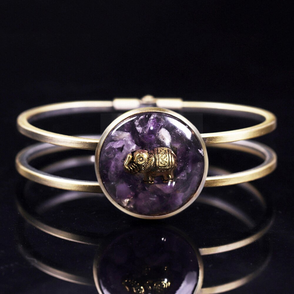 Natural Amethystine  Orgone Elephant  Bracelet