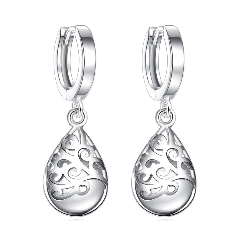 Trendy Opal Stone Flower 925 Sterling Silver Ladies Stud Earrings