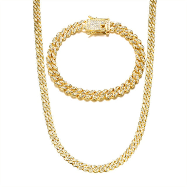 Gold Necklace +Watch+Bracelet Hip Hop Miami