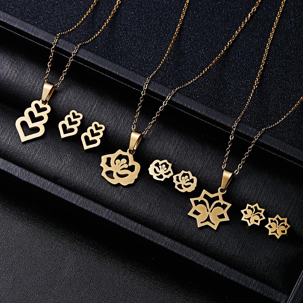 Fish Bone Wing Rose Flower Stainless Steel Sets