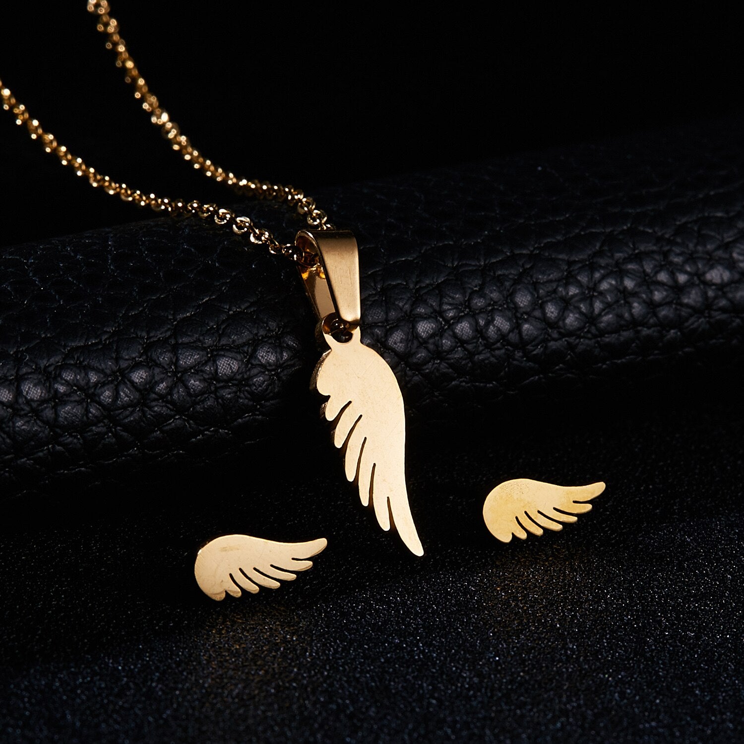 Fish Bone Wing Rose Flower Stainless Steel Sets