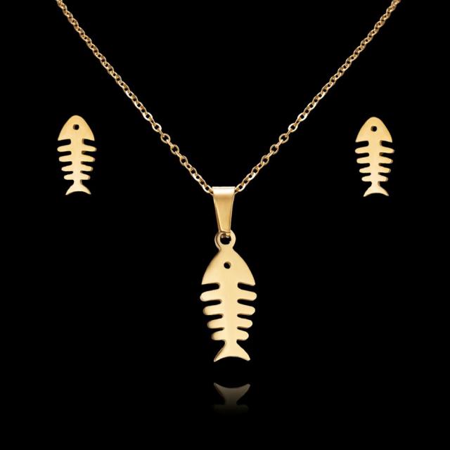 Fish Bone Wing Rose Flower Stainless Steel Sets