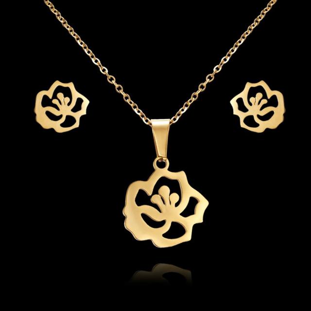 Fish Bone Wing Rose Flower Stainless Steel Sets