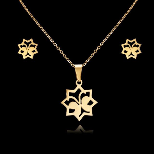 Fish Bone Wing Rose Flower Stainless Steel Sets