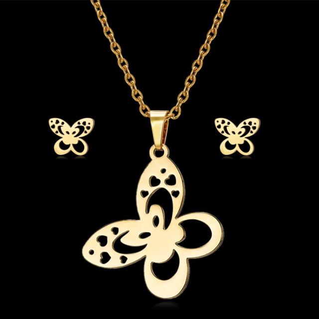 Fish Bone Wing Rose Flower Stainless Steel Sets