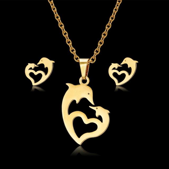 Fish Bone Wing Rose Flower Stainless Steel Sets
