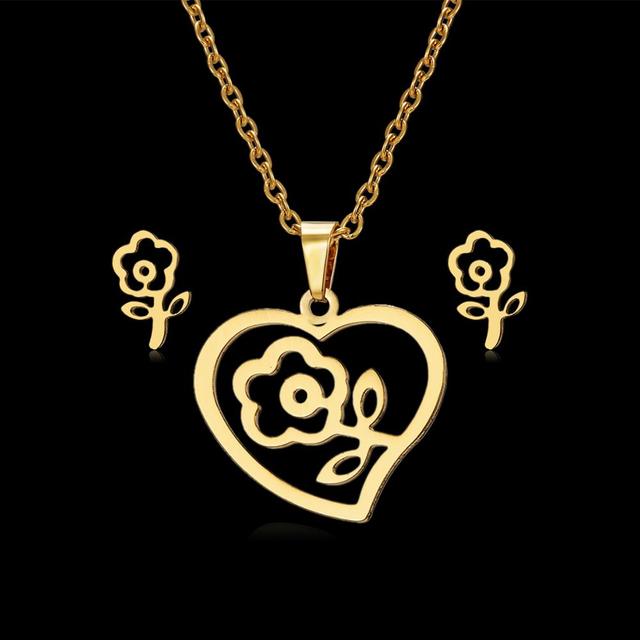 Fish Bone Wing Rose Flower Stainless Steel Sets