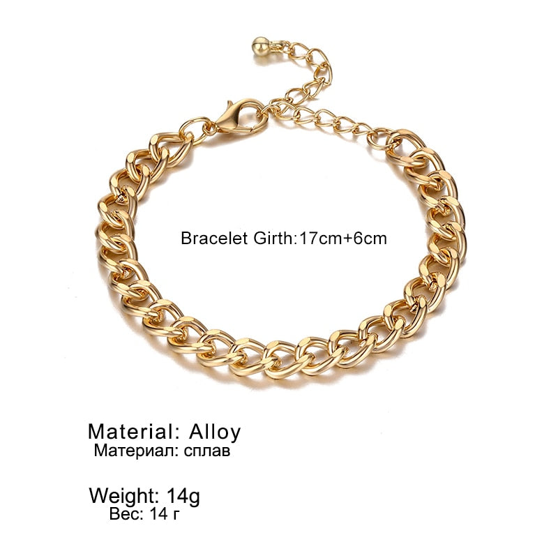 Punk Rock Thick Chain Bracelet for Women