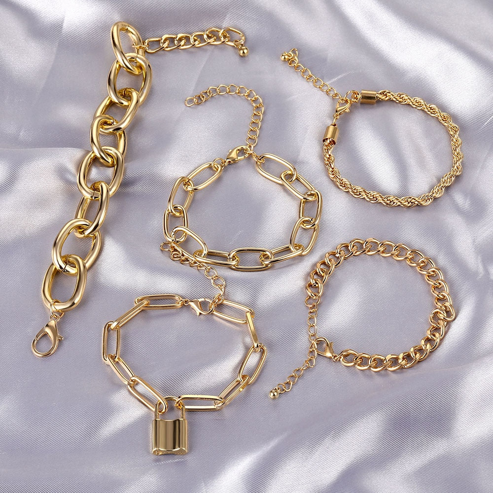 Punk Rock Thick Chain Bracelet for Women