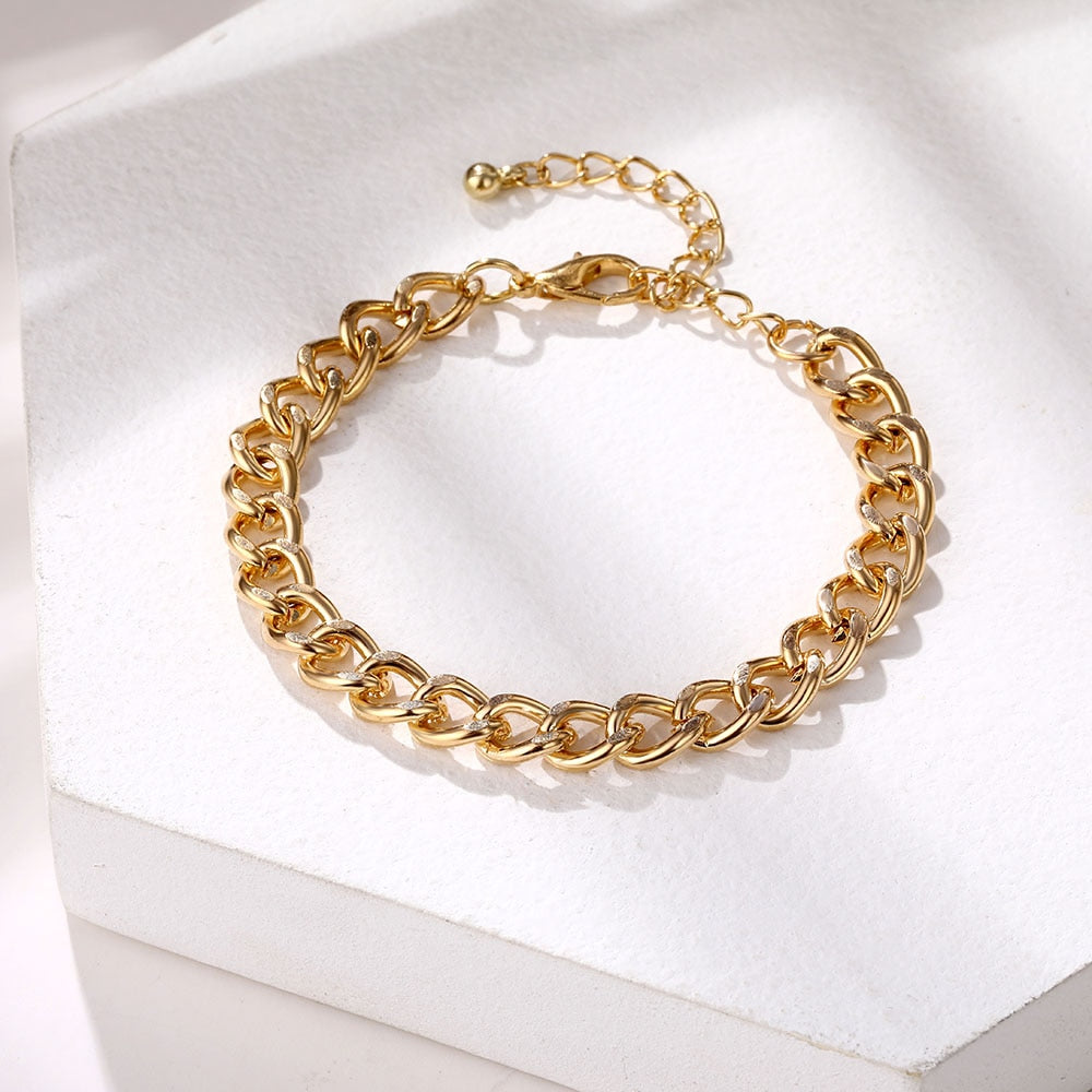Punk Rock Thick Chain Bracelet for Women