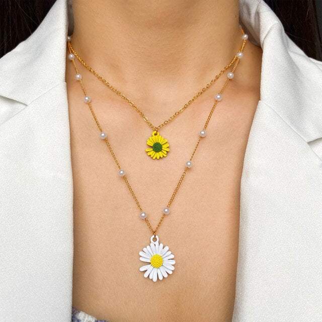 Fashion Imitation Pearl Thick Chain Pendant Necklace