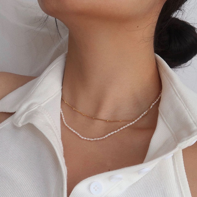 Fashion Imitation Pearl Thick Chain Pendant Necklace