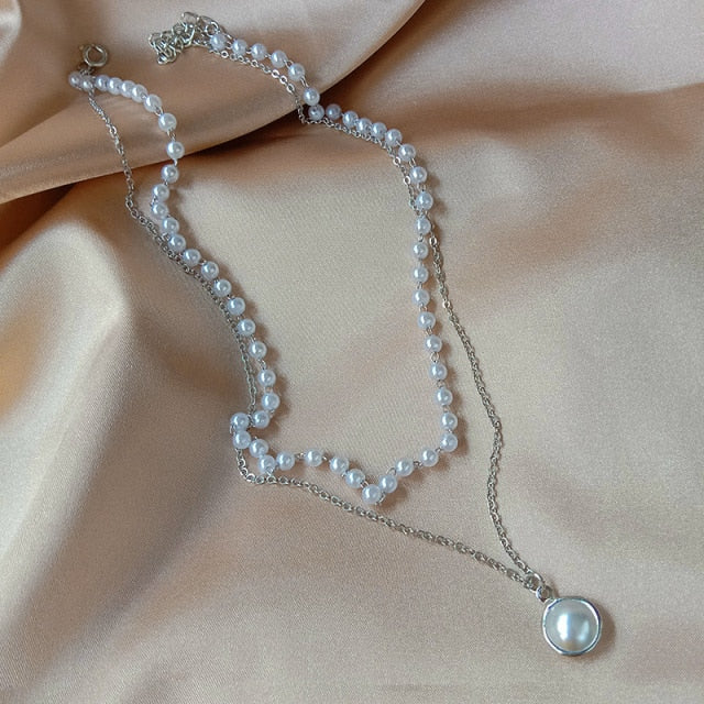 Women's Neck Chain Kpop Pearl Choker Necklace