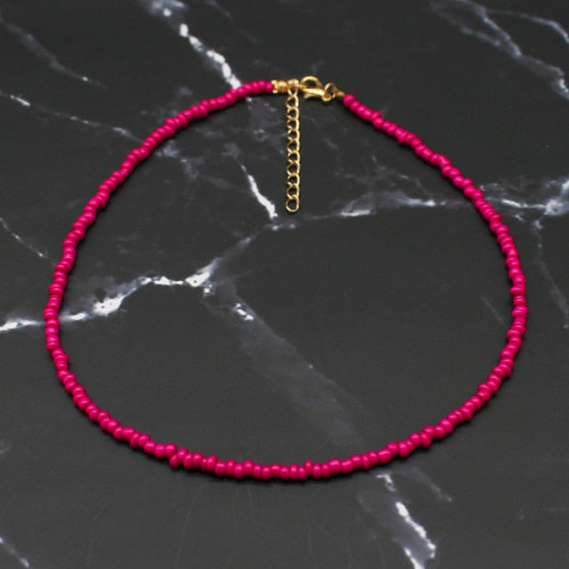 Bohemia Handmade Rainbow Seed Choker Necklace