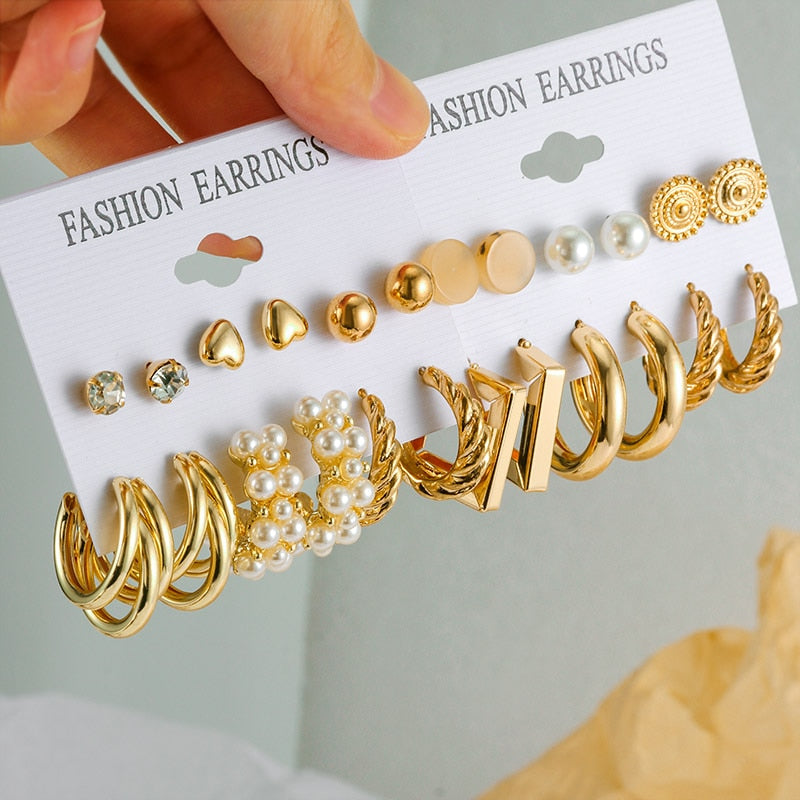 Big Acrylic Round Hoop Women's Earrings Set