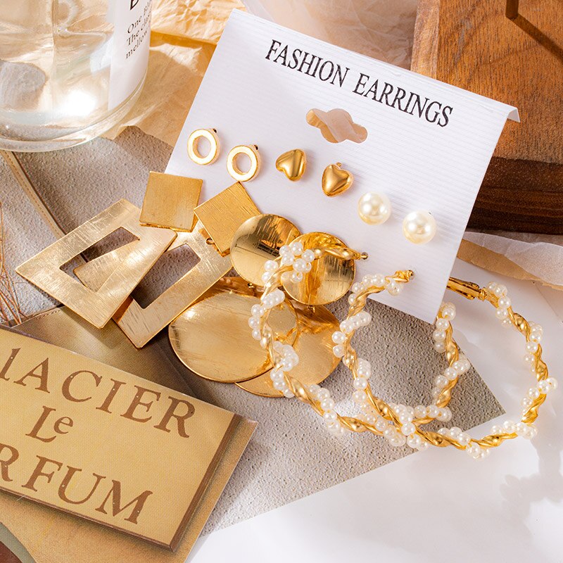 Big Acrylic Round Hoop Women's Earrings Set