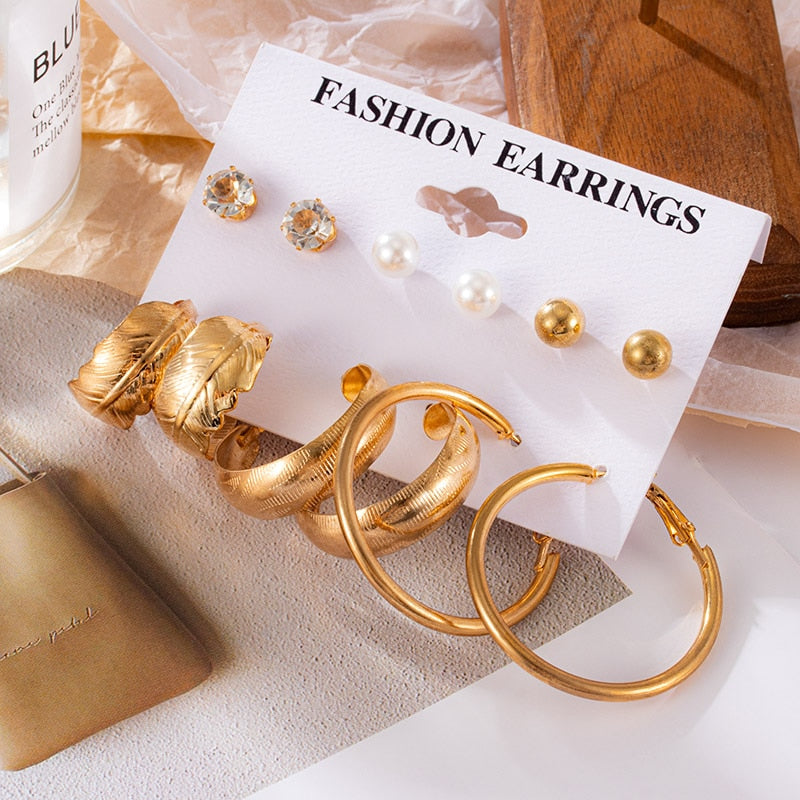 Big Acrylic Round Hoop Women's Earrings Set