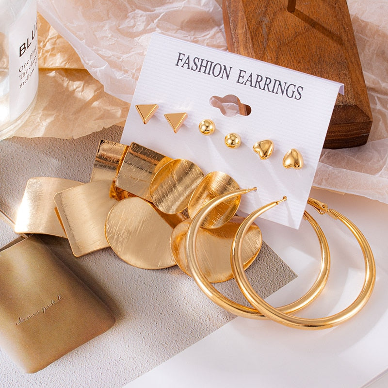 Big Acrylic Round Hoop Women's Earrings Set