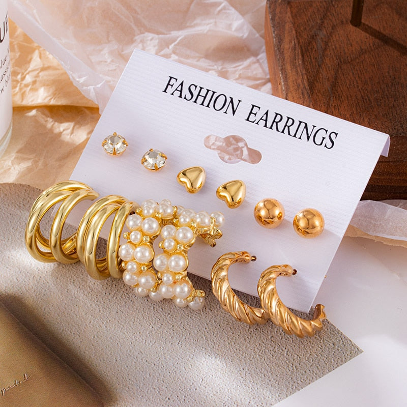 Big Acrylic Round Hoop Women's Earrings Set