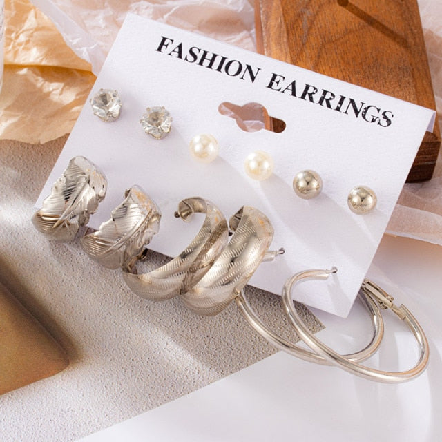 Big Acrylic Round Hoop Women's Earrings Set