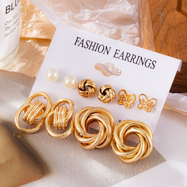 Big Acrylic Round Hoop Women's Earrings Set
