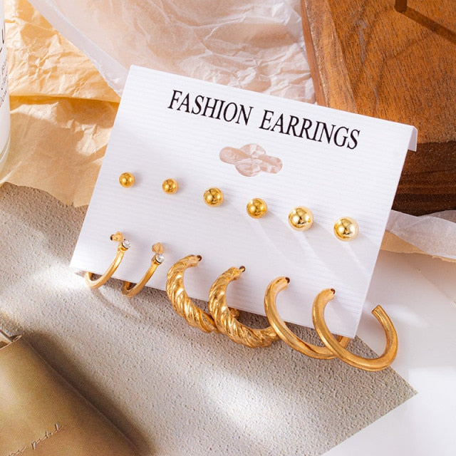 Big Acrylic Round Hoop Women's Earrings Set