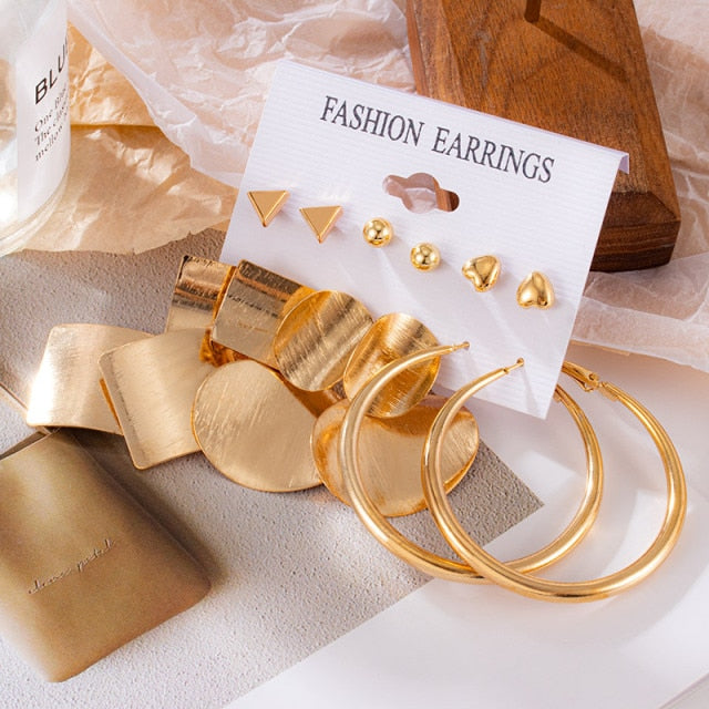 Big Acrylic Round Hoop Women's Earrings Set