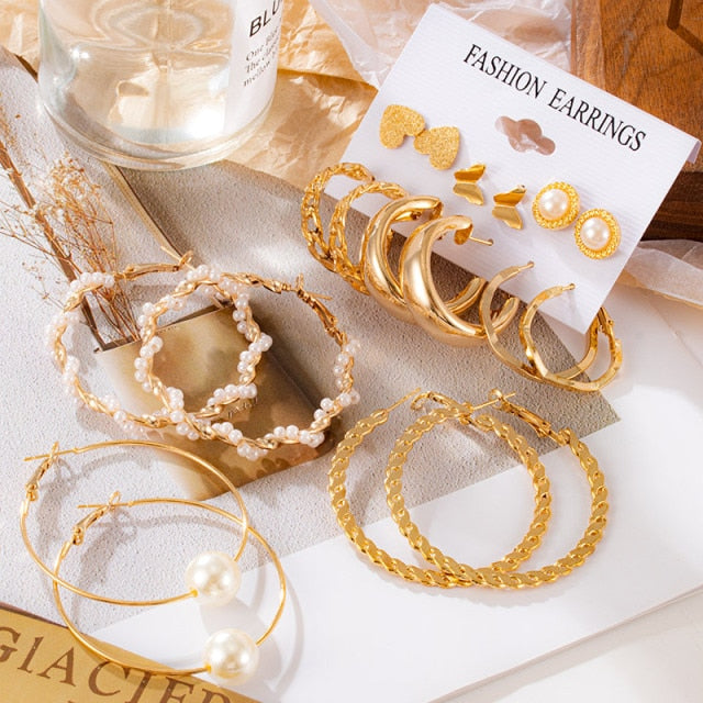 Big Acrylic Round Hoop Women's Earrings Set