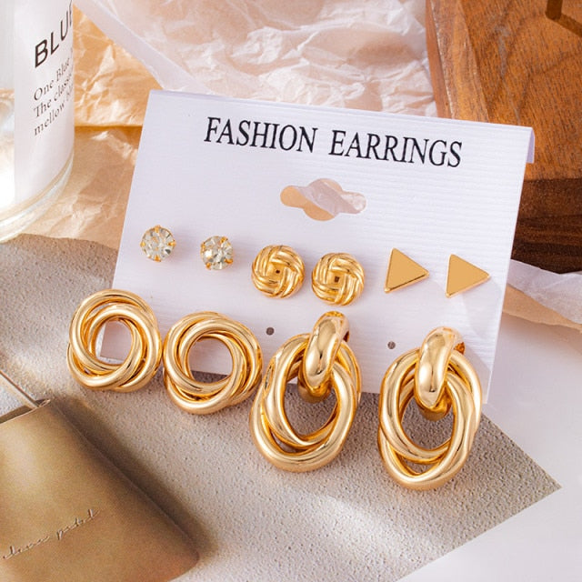 Big Acrylic Round Hoop Women's Earrings Set