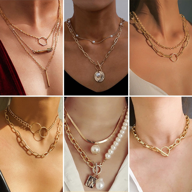 Women Two Layer Round Necklaces