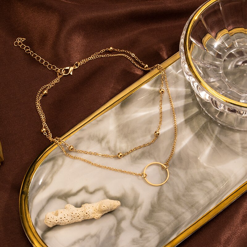 Women Two Layer Round Necklaces