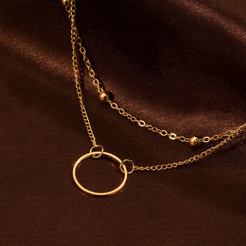 Women Two Layer Round Necklaces